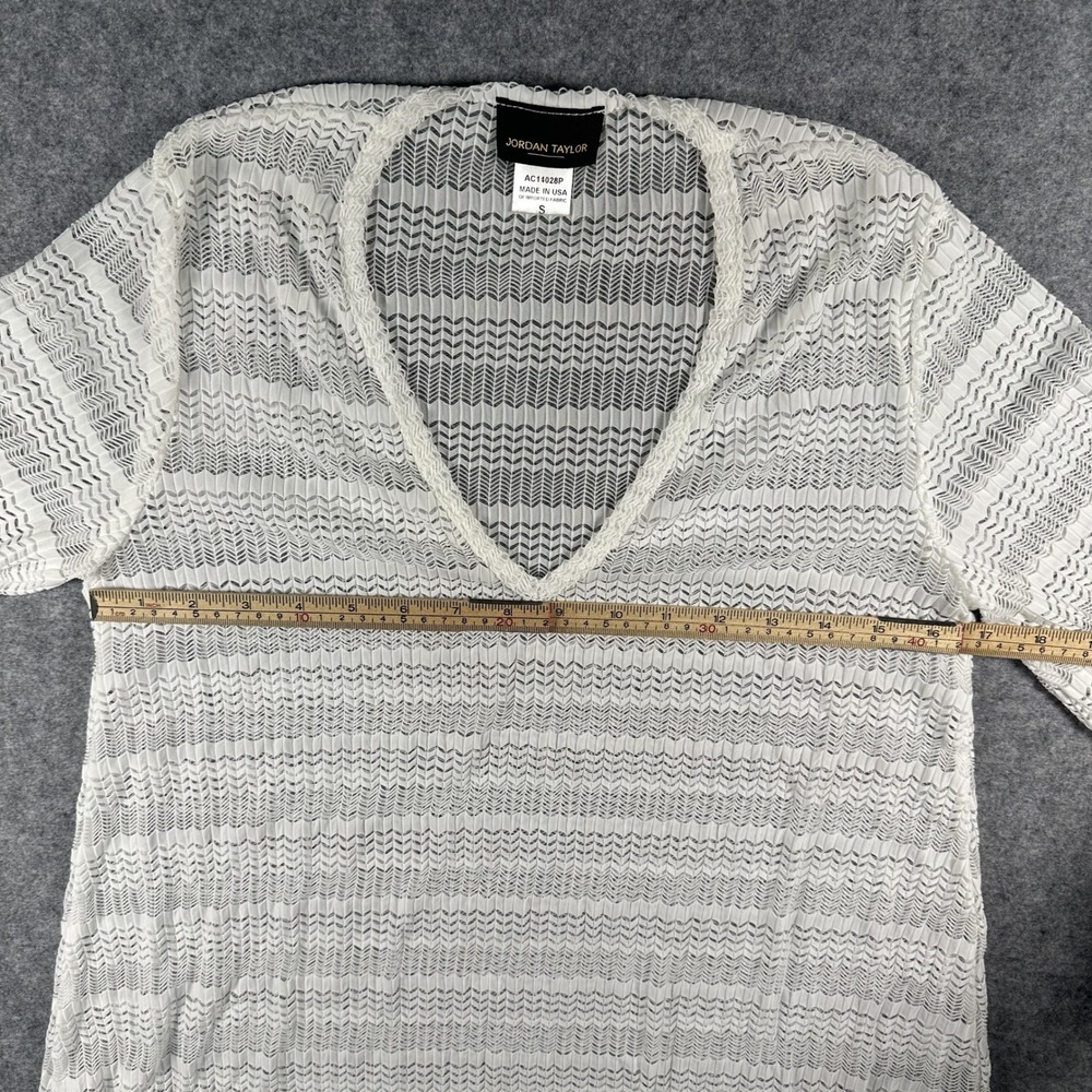 Jordan Taylor AC14028P Mesh Coverup Small White Chevron Sheer Bell Sleeve - Picture 5 of 8